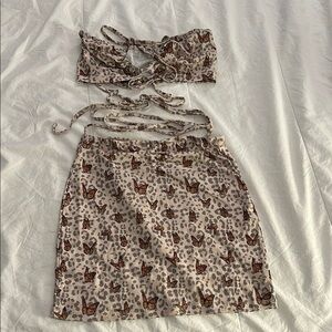 Leopard Print Skirt Set